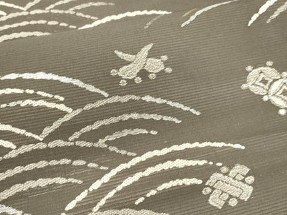 平和屋着物＊夏物 九寸名古屋帯 唐織 宝尽くし流水文 銀糸 正絹 逸品 DAAX0190cm