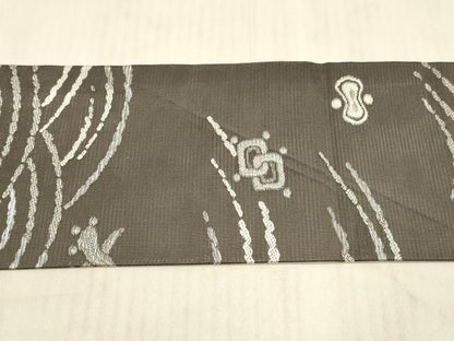 平和屋着物＊夏物 九寸名古屋帯 唐織 宝尽くし流水文 銀糸 正絹 逸品 DAAX0190cm