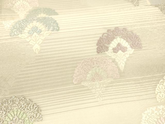 平和屋着物＊夏物 六通柄袋帯 唐織 青海波草花文 銀糸 正絹 逸品 DAAX0192cm