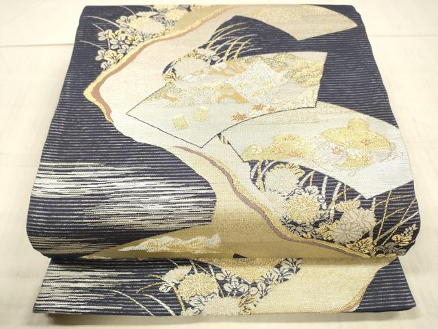 平和屋着物＊夏物 六通柄袋帯 いざよい 金銀糸 正絹 逸品 DAAX0193cm