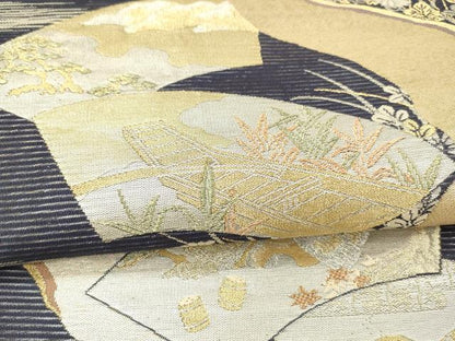 平和屋着物＊夏物 六通柄袋帯 いざよい 金銀糸 正絹 逸品 DAAX0193cm