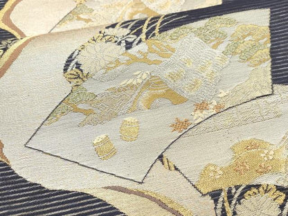 平和屋着物＊夏物 六通柄袋帯 いざよい 金銀糸 正絹 逸品 DAAX0193cm