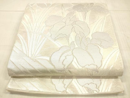 平和屋着物＊夏物　六通柄袋帯　杜若　銀糸　正絹　逸品　DAAX0196cm