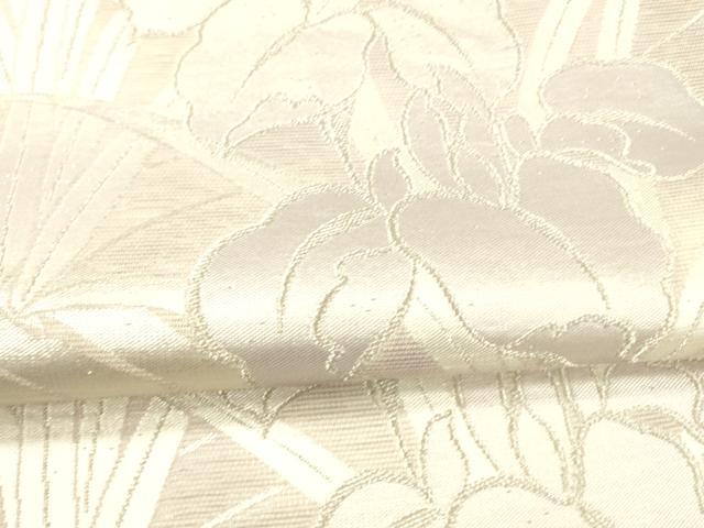 平和屋着物＊夏物　六通柄袋帯　杜若　銀糸　正絹　逸品　DAAX0196cm