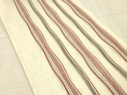 平和屋着物＊夏物 八寸名古屋帯 よろけ縞 正絹 逸品 DAAX0197cm