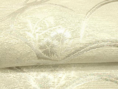 平和屋着物＊夏物 六通柄袋帯 草花文 銀糸 正絹 逸品 DAAX0198cm