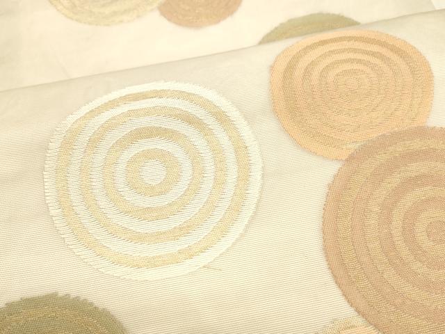 平和屋着物＊夏物 九寸名古屋帯 丸文 金糸 正絹 逸品 DAAX0207cm