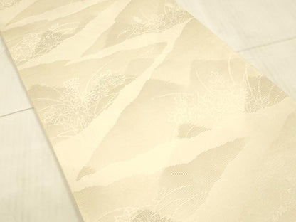 平和屋着物＊夏物 六通柄袋帯 草花文 銀糸 正絹 逸品 DAAX0209cm