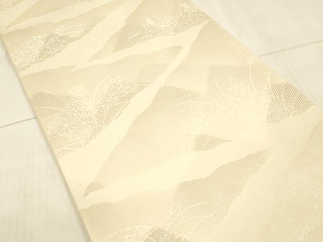 平和屋着物＊夏物 六通柄袋帯 草花文 銀糸 正絹 逸品 DAAX0209cm