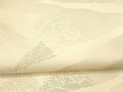 平和屋着物＊夏物 六通柄袋帯 草花文 銀糸 正絹 逸品 DAAX0209cm