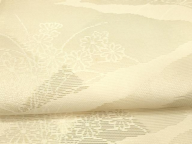 平和屋着物＊夏物 六通柄袋帯 草花文 銀糸 正絹 逸品 DAAX0209cm