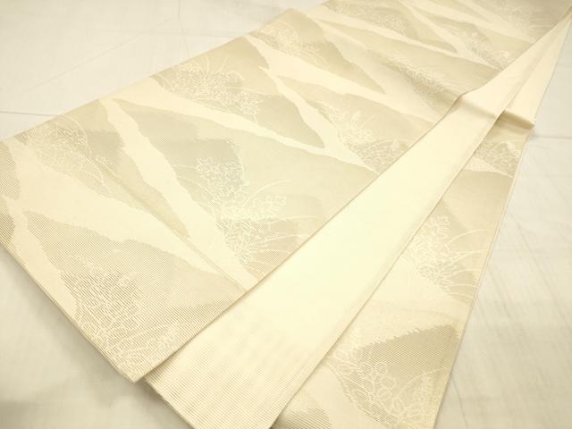 平和屋着物＊夏物 六通柄袋帯 草花文 銀糸 正絹 逸品 DAAX0209cm