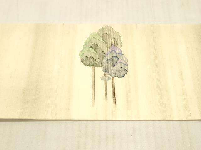 平和屋着物＊夏物 九寸名古屋帯 紬地 樹林文 正絹 逸品 DAAX0210cm
