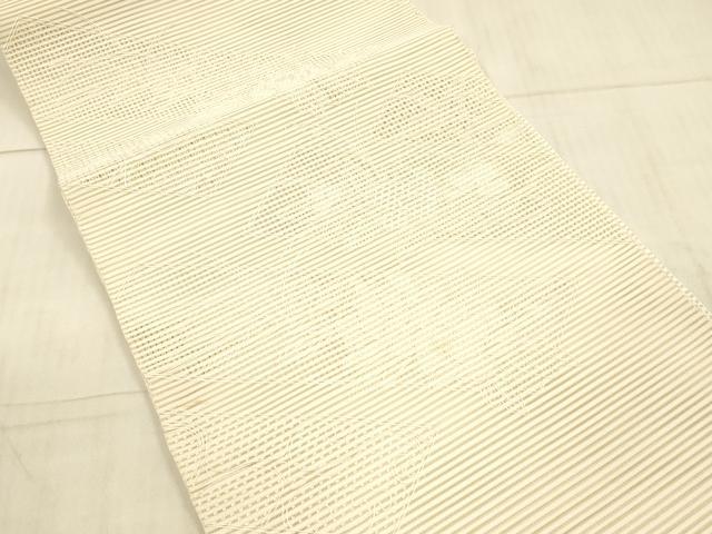 平和屋着物＊夏物 中国三大刺繍 スワトウ刺繍 汕頭刺繍 絽綴れ 八寸名古屋帯 草花文 薄卵色 正絹 逸品 DAAX0212cm