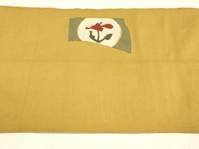 平和屋着物●八寸名古屋帯　草花文　正絹　逸品　DAAX0214cm