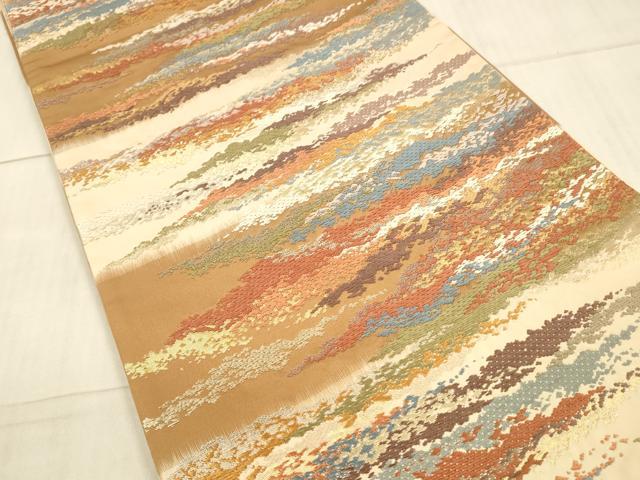 平和屋着物●六通柄袋帯 唐織 霞文 金糸 正絹 逸品 DAAX0215cm