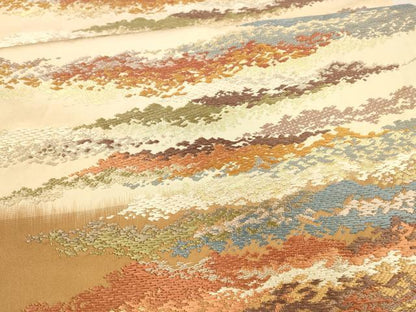 平和屋着物●六通柄袋帯 唐織 霞文 金糸 正絹 逸品 DAAX0215cm