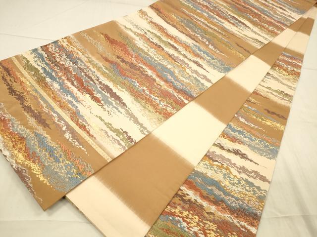 平和屋着物●六通柄袋帯 唐織 霞文 金糸 正絹 逸品 DAAX0215cm