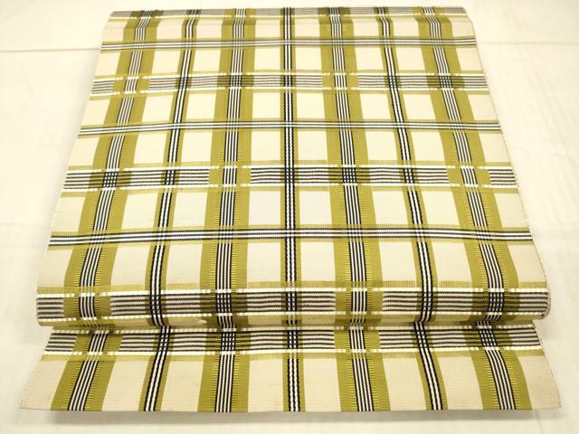 平和屋着物●本場筑前博多織 八寸名古屋帯 格子 逸品 DAAX0232cm