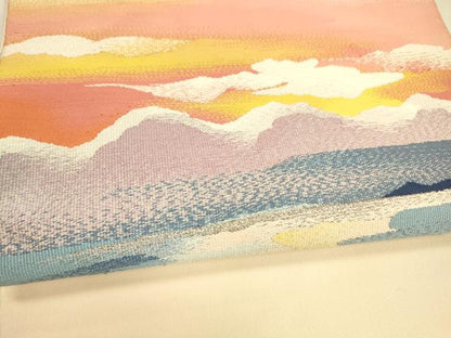 平和屋着物●綴れ 八寸名古屋帯 風景文 銀糸 正絹 逸品 DAAX0237cm