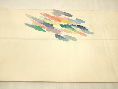 平和屋着物●綴れ 八寸名古屋帯 風景文 銀糸 正絹 逸品 DAAX0237cm