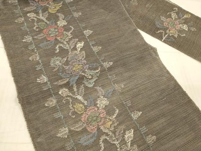 平和屋着物＊夏物 1854年創業 帯屋捨松 八寸名古屋帯 草花文 正絹 逸品 DAAX0247cm
