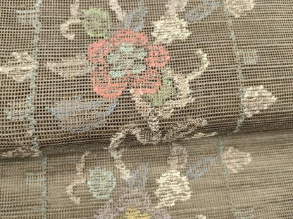平和屋着物＊夏物 1854年創業 帯屋捨松 八寸名古屋帯 草花文 正絹 逸品 DAAX0247cm