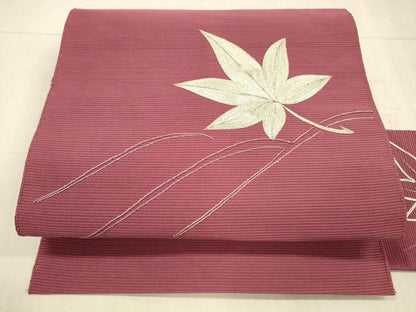 平和屋着物＊夏物 絽綴れ 八寸名古屋帯 駒刺繍 総刺繍 竜田川 正絹 逸品 DAAX0248cm