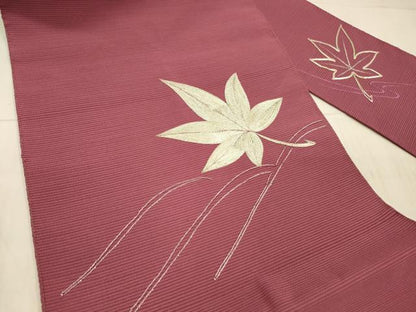 平和屋着物＊夏物 絽綴れ 八寸名古屋帯 駒刺繍 総刺繍 竜田川 正絹 逸品 DAAX0248cm
