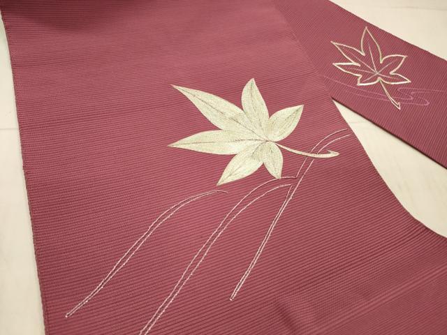 平和屋着物＊夏物 絽綴れ 八寸名古屋帯 駒刺繍 総刺繍 竜田川 正絹 逸品 DAAX0248cm