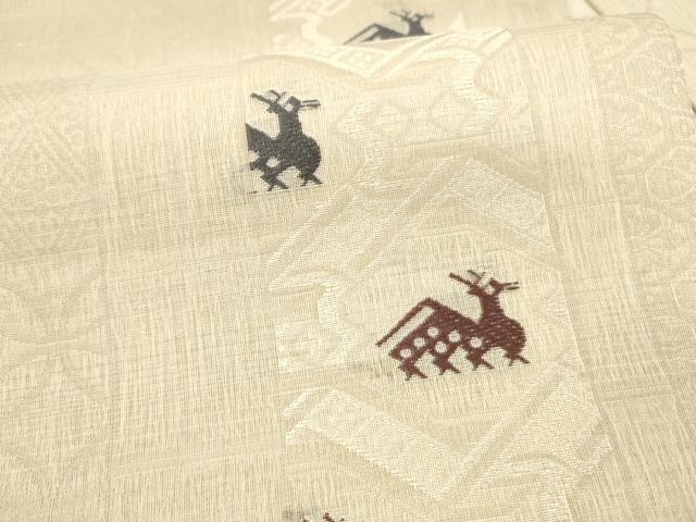平和屋着物＊夏物 九寸名古屋帯 動物花文 さが美扱い 正絹 逸品 DAAX0252cm