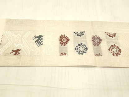 平和屋着物＊夏物 九寸名古屋帯 動物花文 さが美扱い 正絹 逸品 DAAX0252cm