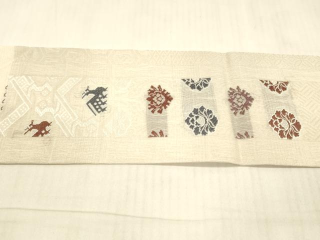 平和屋着物＊夏物 九寸名古屋帯 動物花文 さが美扱い 正絹 逸品 DAAX0252cm