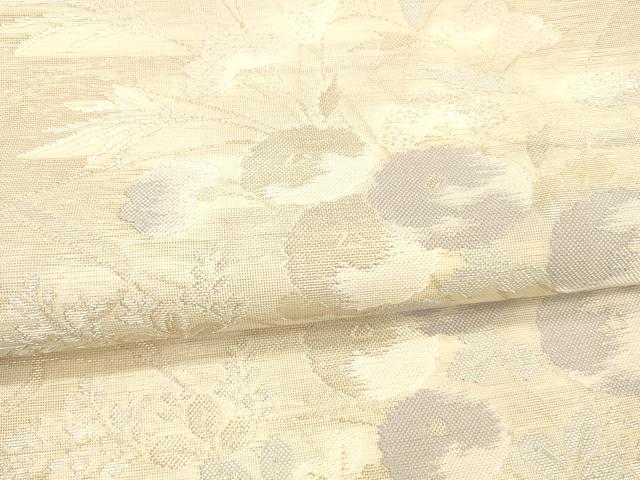 平和屋着物＊夏物 六通柄袋帯 流水草花文 銀糸 正絹 逸品 DAAX0253cm