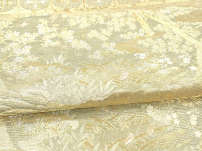 平和屋着物＊夏物 六移柄袋帯 段に障壁 金銀糸 正絹 逸品 DAAX0254cm