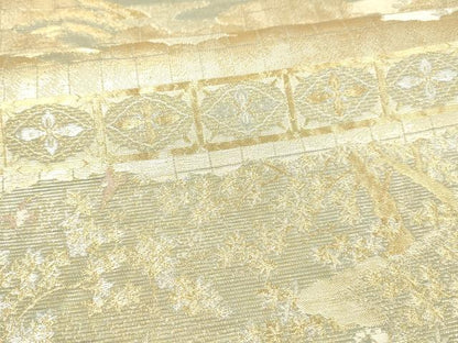 平和屋着物＊夏物 六移柄袋帯 段に障壁 金銀糸 正絹 逸品 DAAX0254cm