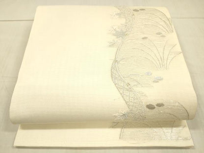 平和屋着物＊夏物 六通柄袋帯 唐織 草葉文 金銀糸 正絹 逸品 DAAX0255cm