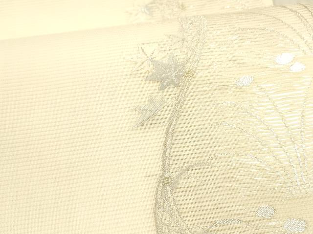平和屋着物＊夏物 六通柄袋帯 唐織 草葉文 金銀糸 正絹 逸品 DAAX0255cm