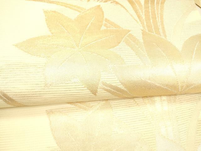 平和屋着物＊夏物 九寸名古屋帯 草葉文 金銀糸 正絹 逸品 DAAX0260cm