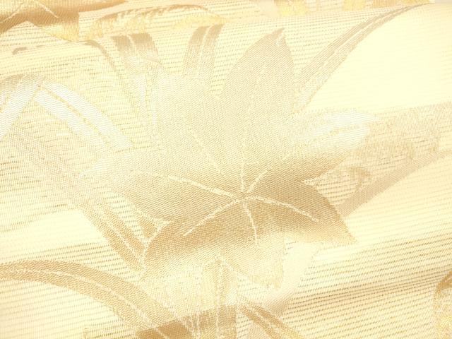 平和屋着物＊夏物 九寸名古屋帯 草葉文 金銀糸 正絹 逸品 DAAX0260cm