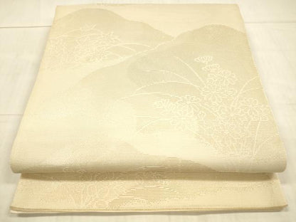 平和屋着物＊夏物 六通柄袋帯 草花文 金銀糸 正絹 逸品 DAAX0262cm