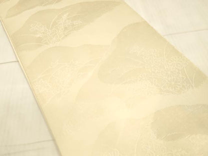 平和屋着物＊夏物 六通柄袋帯 草花文 金銀糸 正絹 逸品 DAAX0262cm