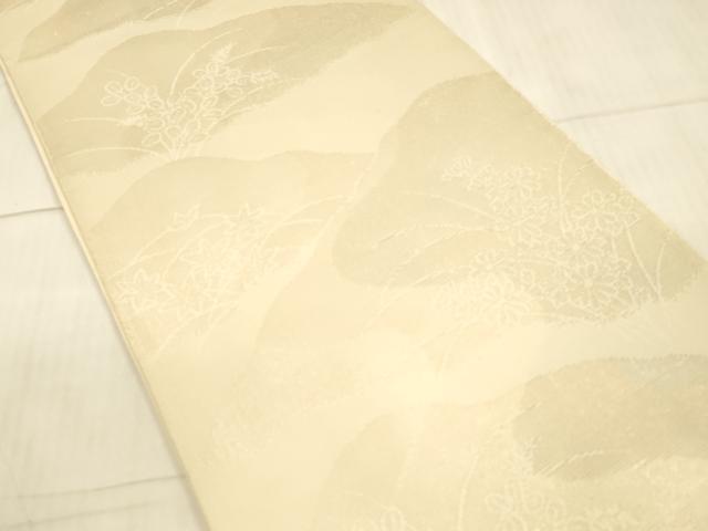 平和屋着物＊夏物 六通柄袋帯 草花文 金銀糸 正絹 逸品 DAAX0262cm