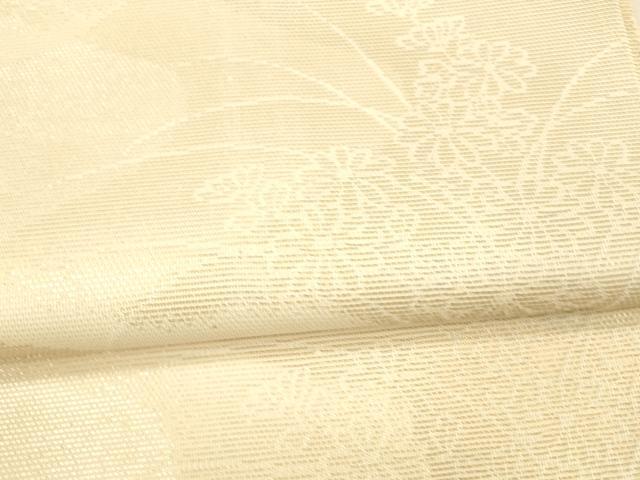 平和屋着物＊夏物 六通柄袋帯 草花文 金銀糸 正絹 逸品 DAAX0262cm