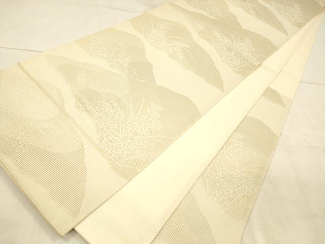 平和屋着物＊夏物 六通柄袋帯 草花文 金銀糸 正絹 逸品 DAAX0262cm