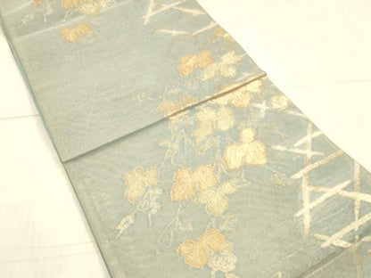 平和屋着物＊夏物 六通柄袋帯 籬蔦の葉文 金糸 正絹 逸品 DAAX0263cm