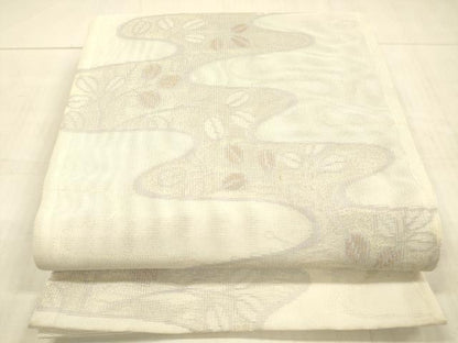 平和屋着物＊夏物　六通柄袋帯　流水草葉文　金糸　DAAX0268cm