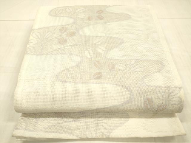 平和屋着物＊夏物　六通柄袋帯　流水草葉文　金糸　DAAX0268cm