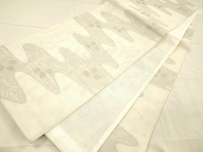 平和屋着物＊夏物　六通柄袋帯　流水草葉文　金糸　DAAX0268cm