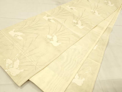 平和屋着物＊夏物 六通柄袋帯 舞蝶草葉文 銀糸 正絹 逸品 DAAX0270cm